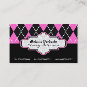 Jacquard noir rose blanc  carte de visite tendance