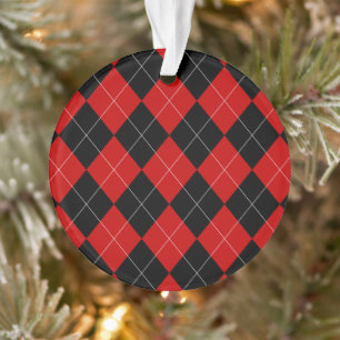 Jacquard preppy Tartan Diamond Plaid Rouge Noir