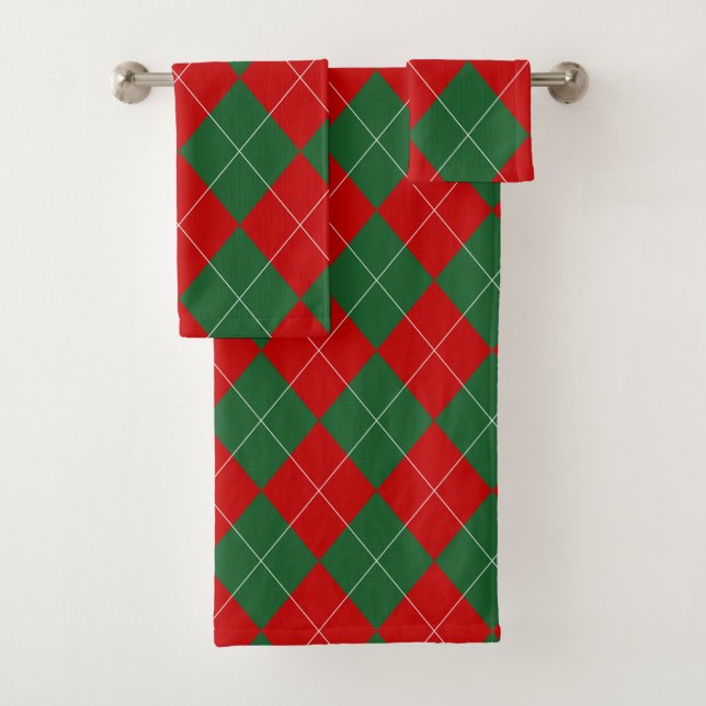 Jacquard preppy Tartan Diamond Plaid Rouge Vert (En situation)