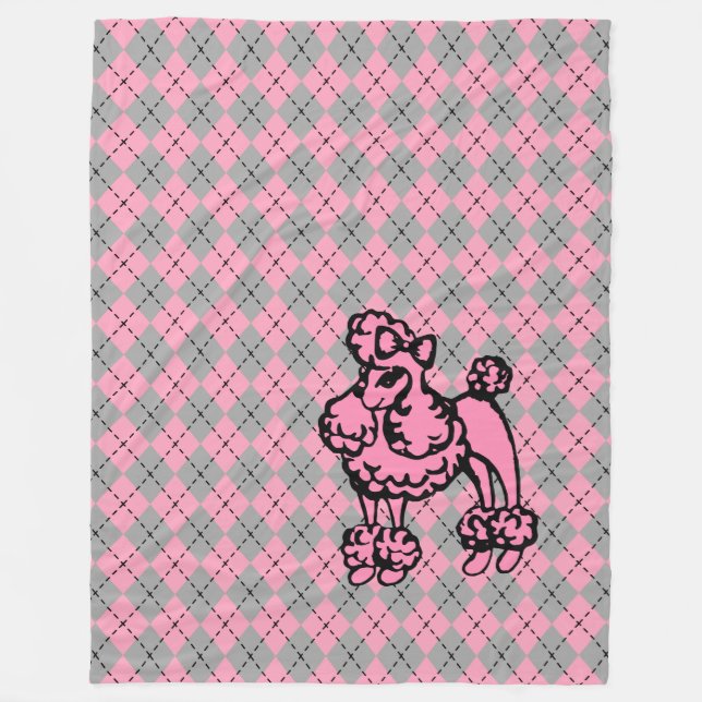 Jacquard rétro Couverture de caniche rose français (Devant)