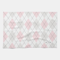 Jacquard rose et gris Motif Monogram Serviette de