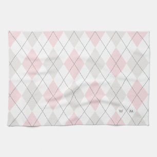 Jacquard rose et gris Motif Monogram Serviette de 