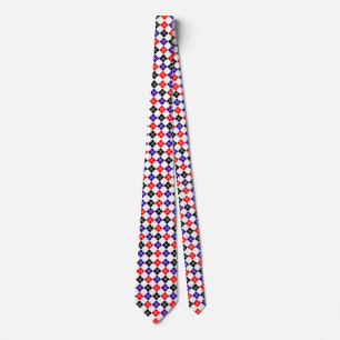Jacquard rouge noir et bleu Cravate personnalisée