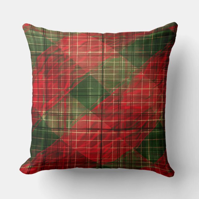 Jacquard rustique Coussin de Noël - Rouge & Vert (Recto)