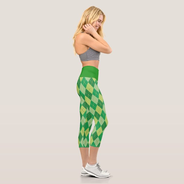 Jacquard vert Yoga Capris Leggings (Droite)