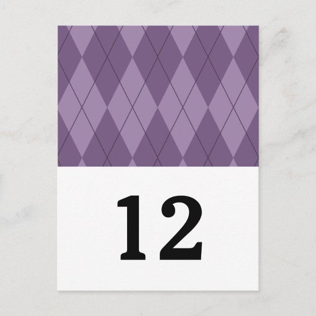 Jacquard violet Numéro de table Carte postale (Devant)