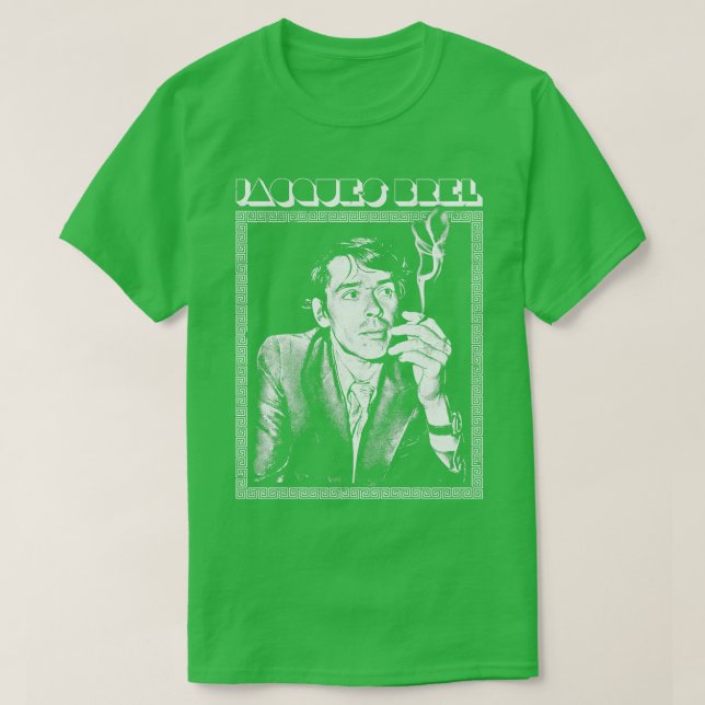 Jacques Brel Retro Fan Design 1 T-Shirt (Design vorne)