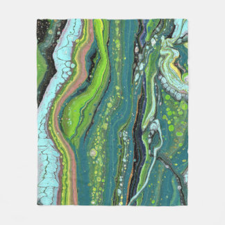 Jada 3 Crazy Green Abstrakt Throw Blanket Fleecedecke