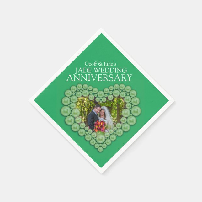 Jade 12. Hochzeit Jubiläum Herzgrün Foto Serviette (Ecke)
