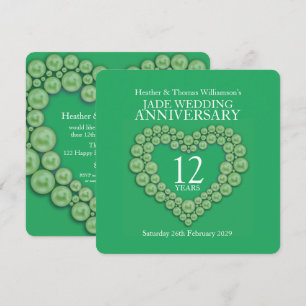 Jade 12. Hochzeitstag Herzeinladungen Einladung