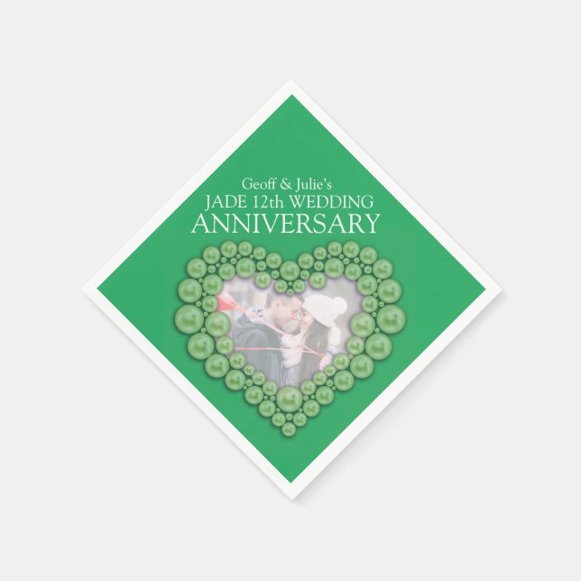 Jade 12. Wedding Anniversary Herz Foto Servietten (Ecke)