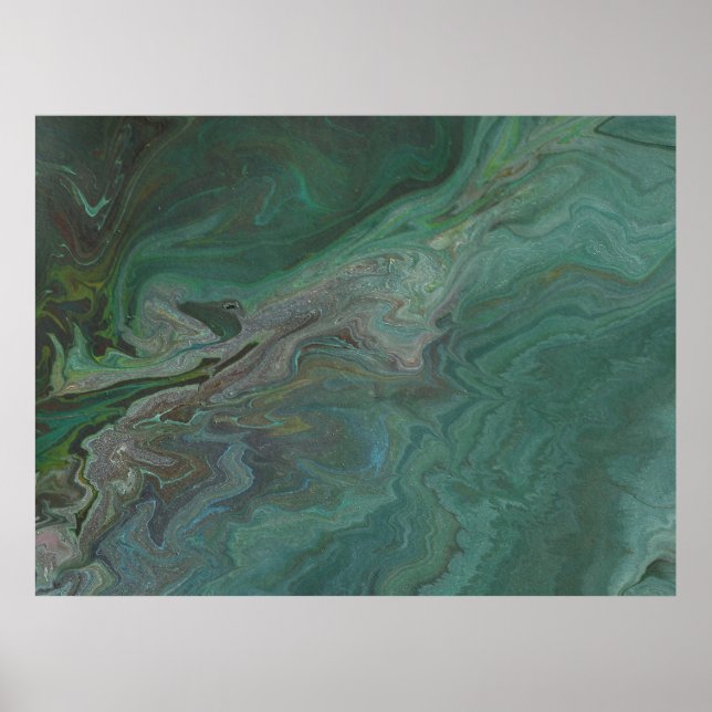 Jade 2 Deep Green Abstrakt Poster (Vorne)