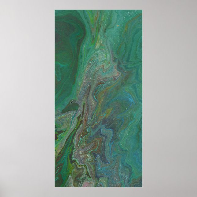 Jade 3 Fluid Deep Green Abstrakt Poster Print (Vorne)