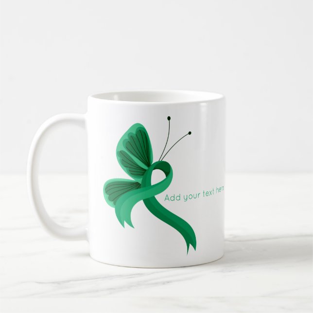 Jade Awareness Ribbon Papillon de café Mug (Gauche)