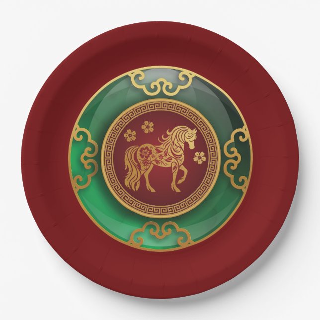 Jade Chinese New Year of the Horse Pappteller (Vorderseite)