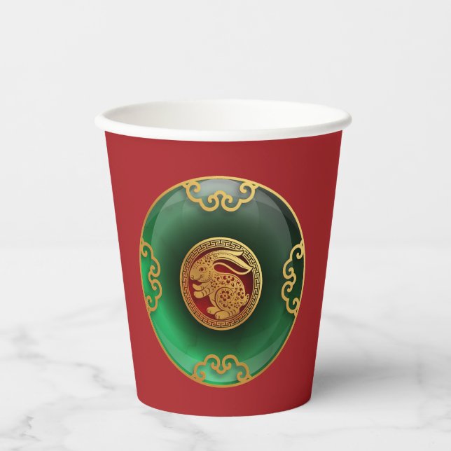 Jade Chinese New Year of the Rabbit Paper Cups Pappbecher (Vorderseite)