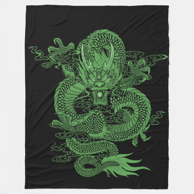 Jade-chinesischer Kaiser-Drache Fleecedecke (Vorderseite)