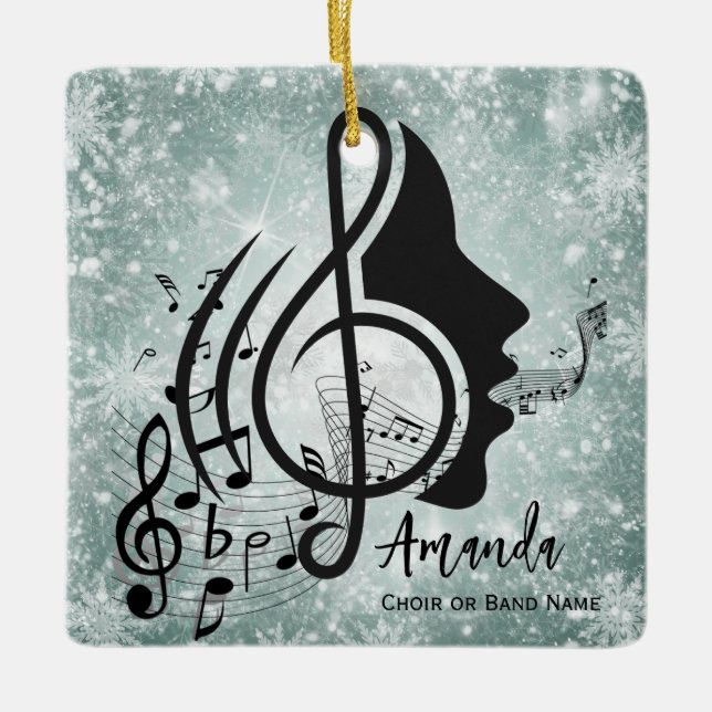 Jade Choir Director Gifts Musical Notes Christmas Keramikornament (Vorderseite)