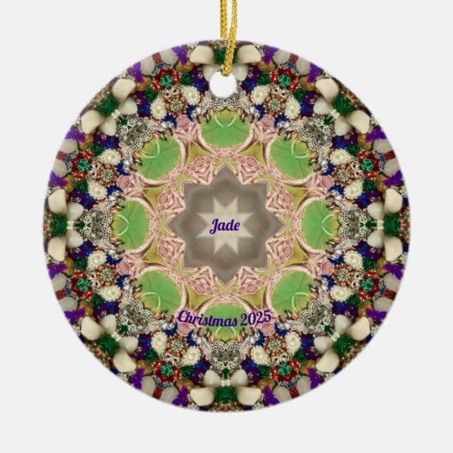 JADE ~ CHRISTMAS Lila Blue Green 2025 Keramik Ornament (Vorne)