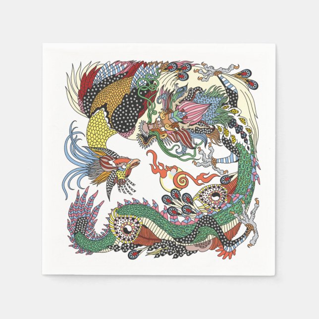 Jade Dragon und Gold Phoenix spielen mit einer Per Serviette (Vorderseite)