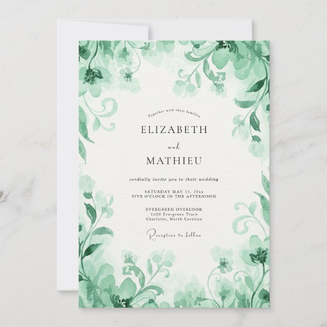 Jade-Eukalyptus-Hochzeit Einladung (Vorderseite)