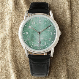 Jade Face Men's Watch - Klassischer Lederriemen Armbanduhr