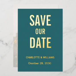 Jade Foto Overlay Save the Date Gold Folieneinladung