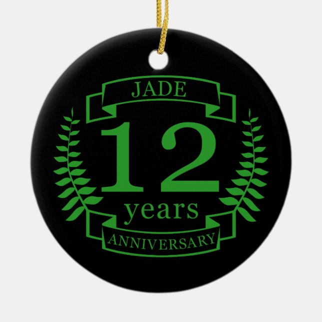 Jade Gemstone Hochzeitstag 12 Jahre Keramik Ornament (Vorne)