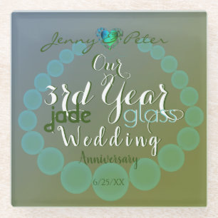 Jade/Glass Wedding Jubiläum Grün Glasuntersetzer
