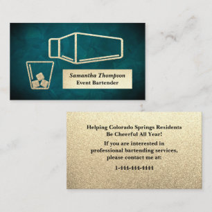 Jade Gold Glitter Barkeeper Event Visitenkarte