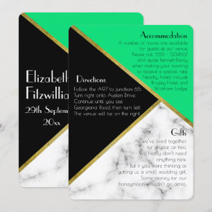Jade Green Art Deco Hochzeit zusätzliche Informati Einladung