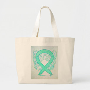 Jade Green Awareness Ribbon Art Custom Toag Tag Jumbo Stoffbeutel