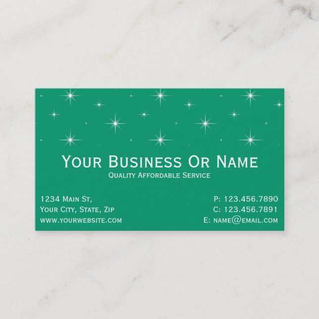 Jade Green & Bright Stars. Name/Firma Visitenkarte (Vorderseite)