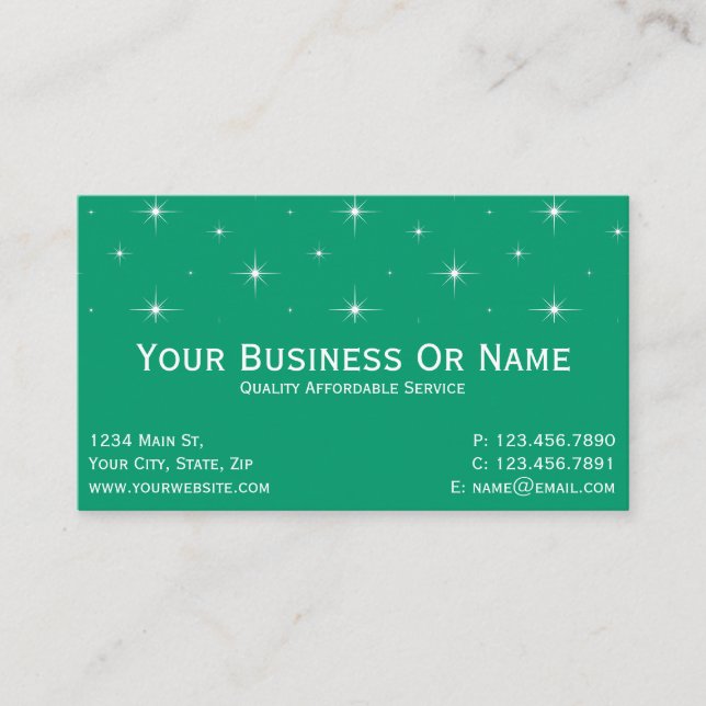 Jade Green & Bright Stars. Name/Firma Visitenkarte (Vorderseite)