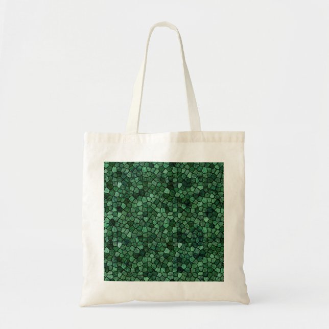 Jade Green Cobbled Patchwork Terrazo Muster Tragetasche (Vorne)