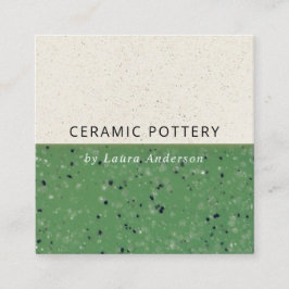 JADE GREEN KERAMIK POTTERY GLAZED SPECKURE TEXTURE QUADRATISCHE VISITENKARTE
