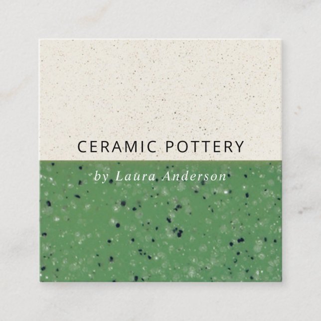 JADE GREEN KERAMIK POTTERY GLAZED SPECKURE TEXTURE QUADRATISCHE VISITENKARTE (Vorderseite)