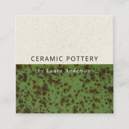 JADE GREEN KERAMIK POTTERY GLAZED SPECKURE TEXTURE QUADRATISCHE VISITENKARTE
