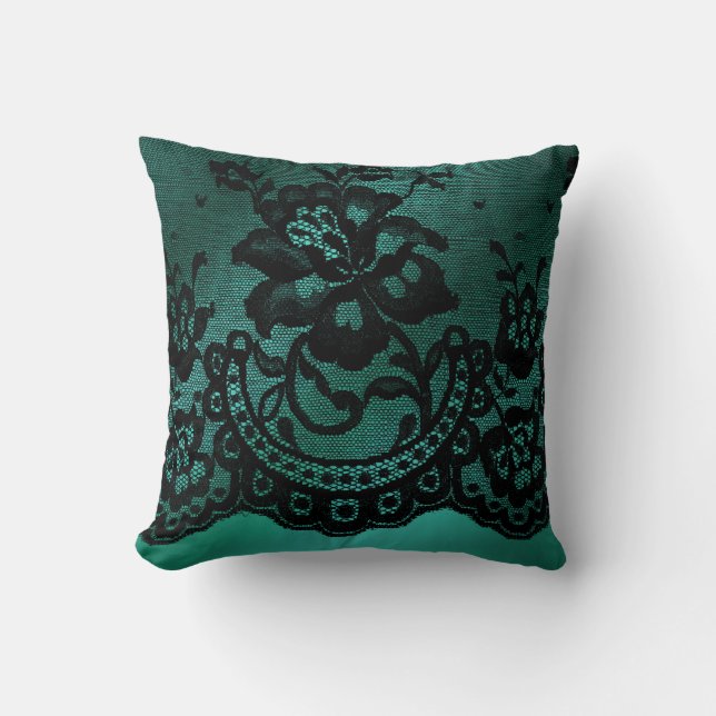 Jade Green Lace Decorative Pillow Kissen (Vorderseite)