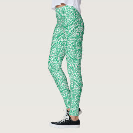 Jade Green Mandala Pattern Leggings