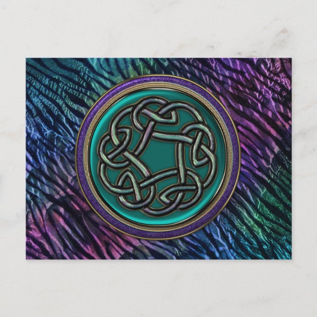 Jade Green Metal Celtic Knot Postkarte (Vorderseite)