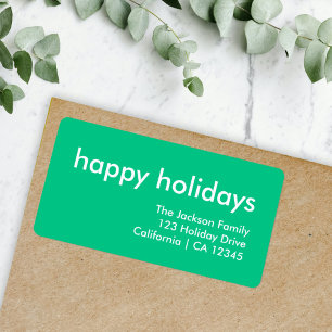 Jade Green Minimalistisch Vibrant Xmas Rücksendead Adressaufkleber