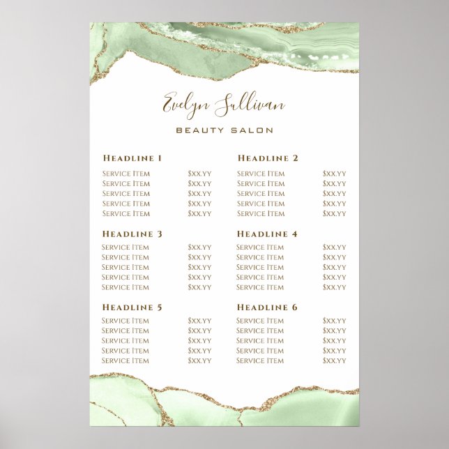 Jade green Price List Poster (Vorne)