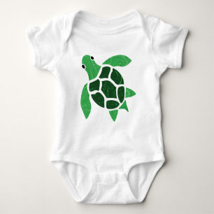 Jade Green Sea Turtle Marble Mosaik Art Baby Strampler