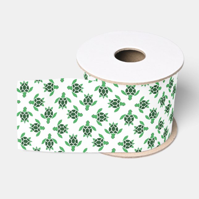 Jade Green Sea Turtle Mosaic Design Ripsband (Spule)