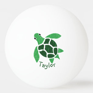 Jade Green Sea Turtle Mosaik mit Namen Tischtennisball