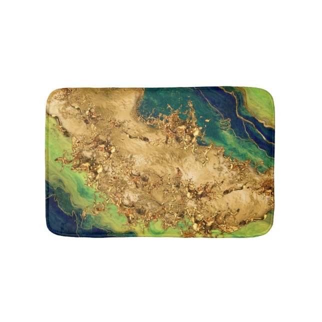 Jade Green und Bronze Gold Abstrakt Badematte (Vorderseite)
