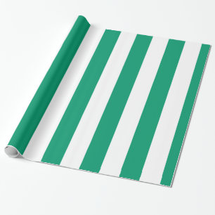 Jade Green White Extra Large Stripe Muster Geschenkpapier