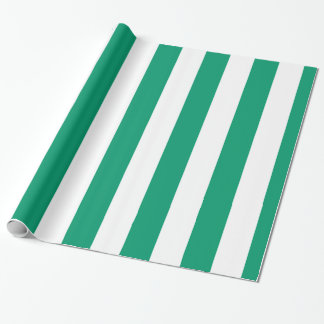 Jade Green White Extra Large Stripe Muster Geschenkpapier