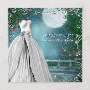 Jade Grün Türkis Blau Rosa Rosen Quinceanera Einladung